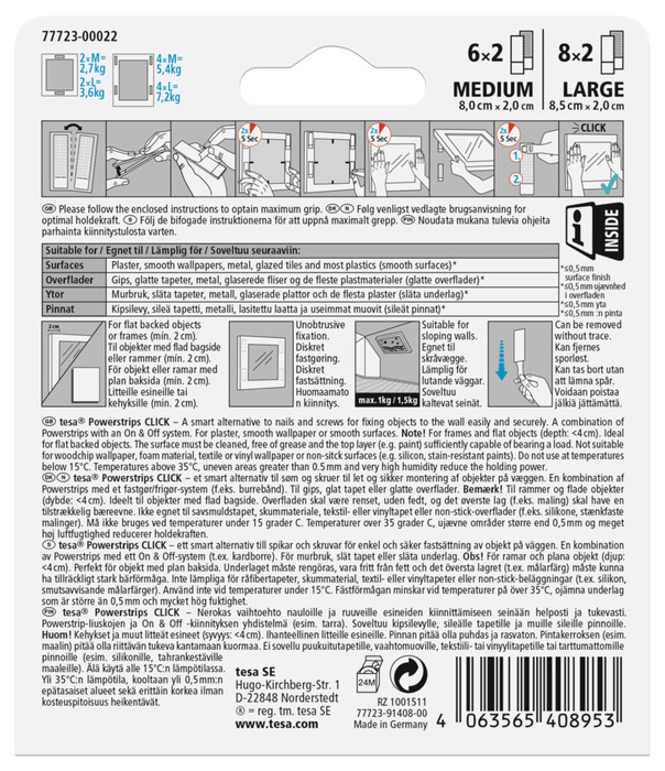 tesa® Powerstrips Click Multi Medium/Large 14 par